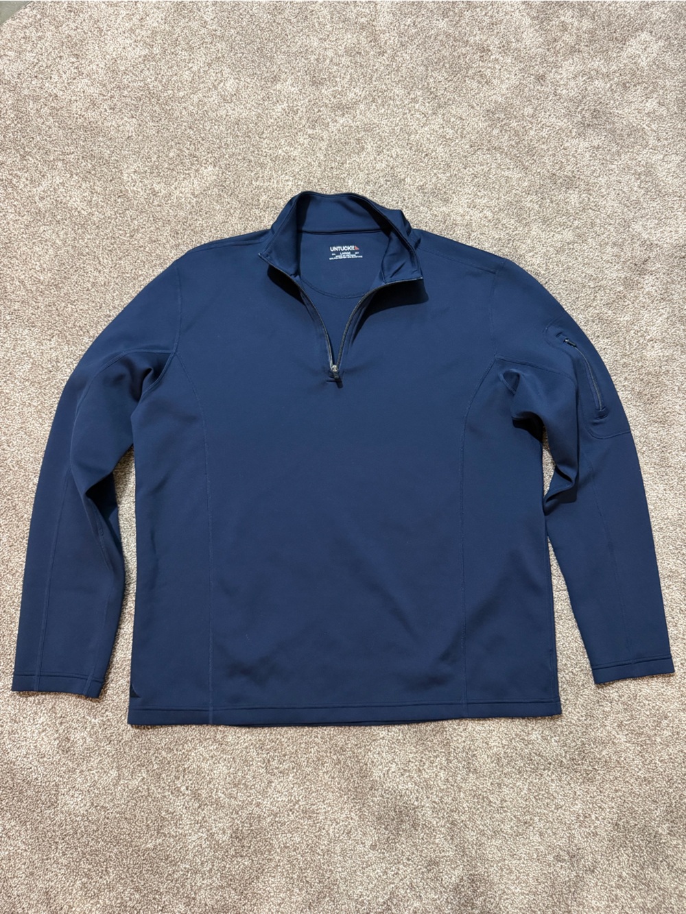 UNTUCKit Navy Performance Quarter-Zip Lightweight Long Sleeve Size Large